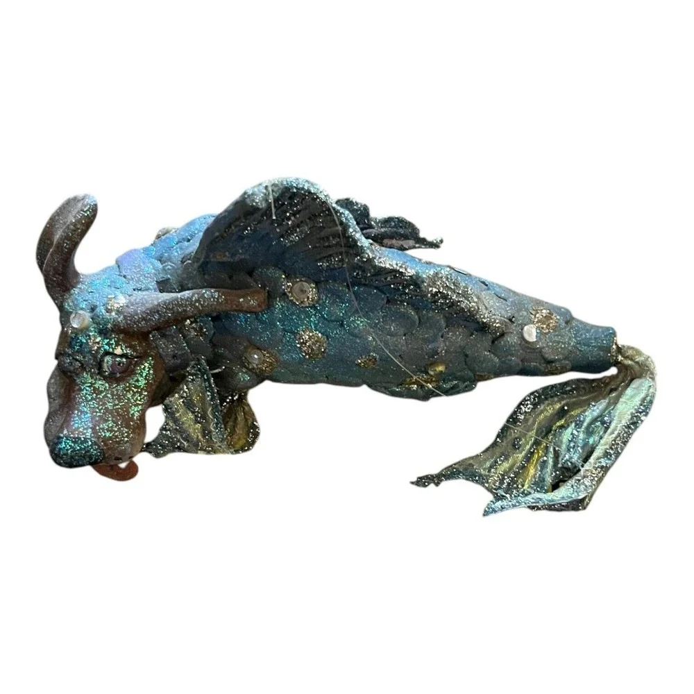 December Diamonds Dog Fish Ornament Mer-dog Collectible Fantasy Animal Mermaid
